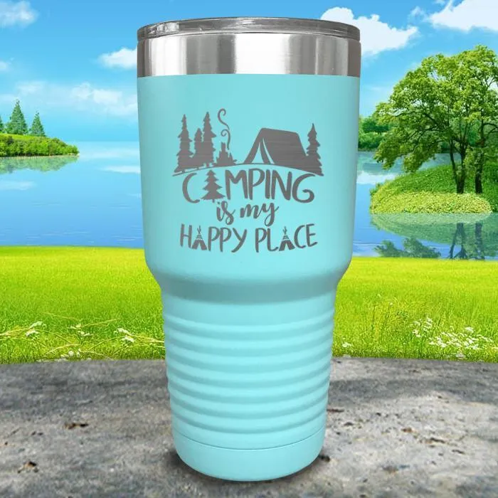 Camping Is My Happy Place Engraved Tumbler