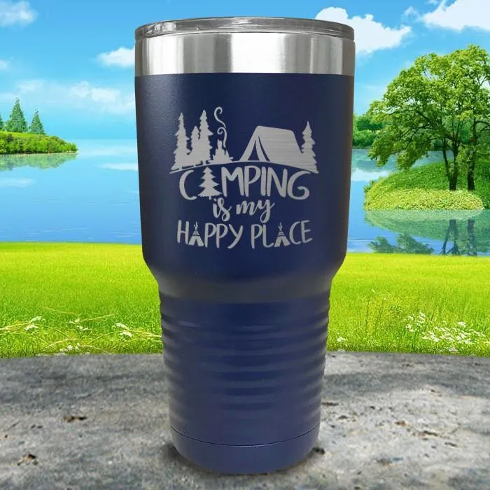 Camping Is My Happy Place Engraved Tumbler
