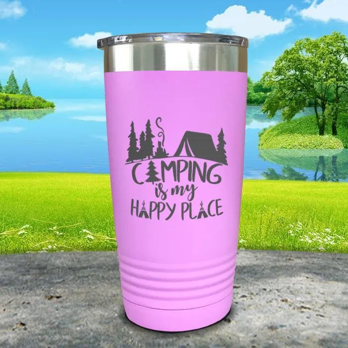 Camping Is My Happy Place Engraved Tumbler