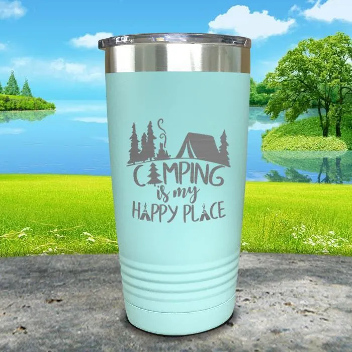 Camping Is My Happy Place Engraved Tumbler