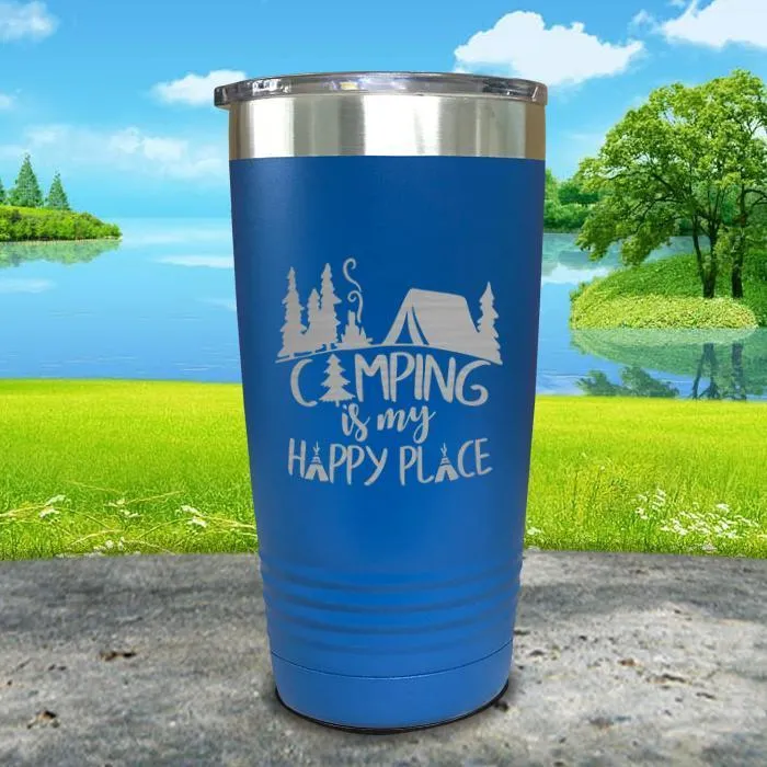 Camping Is My Happy Place Engraved Tumbler