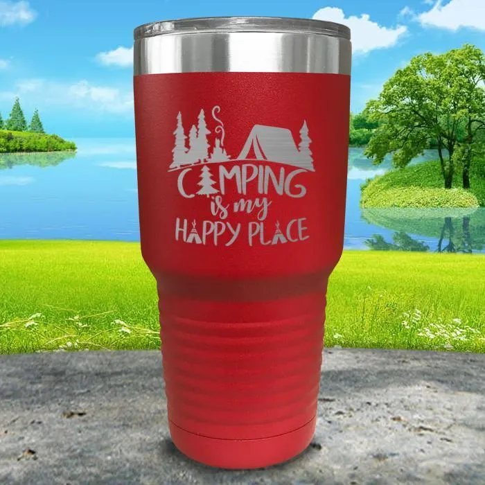 Camping Is My Happy Place Engraved Tumbler