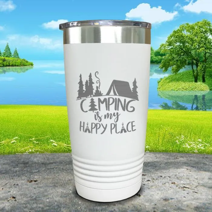 Camping Is My Happy Place Engraved Tumbler