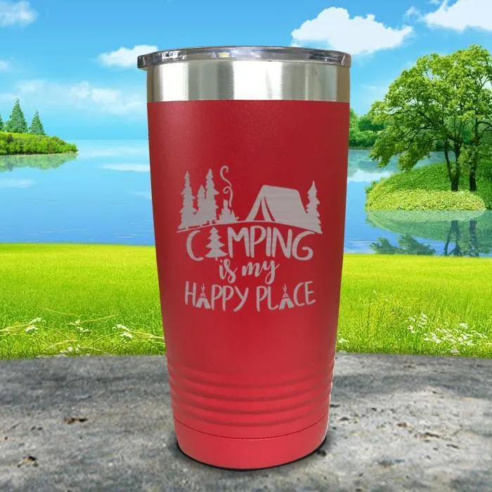 Camping Is My Happy Place Engraved Tumbler