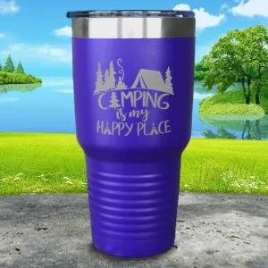 Camping Is My Happy Place Engraved Tumbler