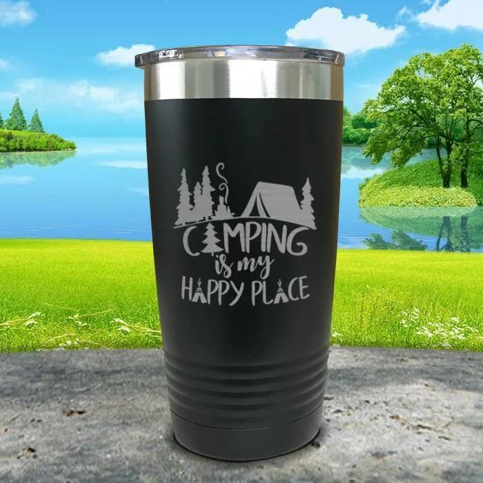 Camping Is My Happy Place Engraved Tumbler