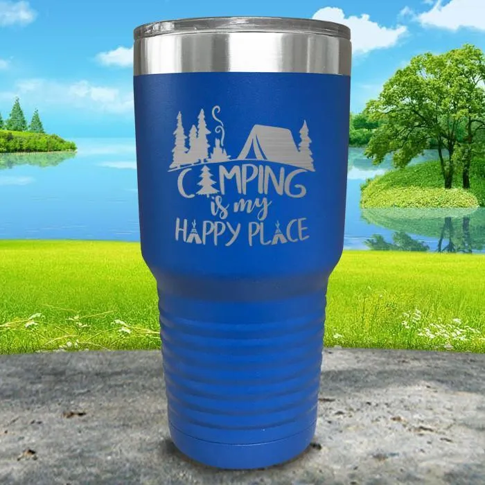 Camping Is My Happy Place Engraved Tumbler