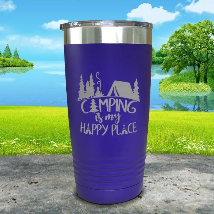 Camping Is My Happy Place Engraved Tumbler