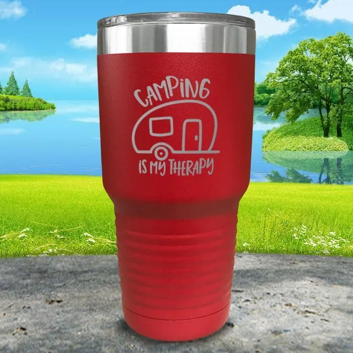 Camping Is My Therapy Engraved Tumbler