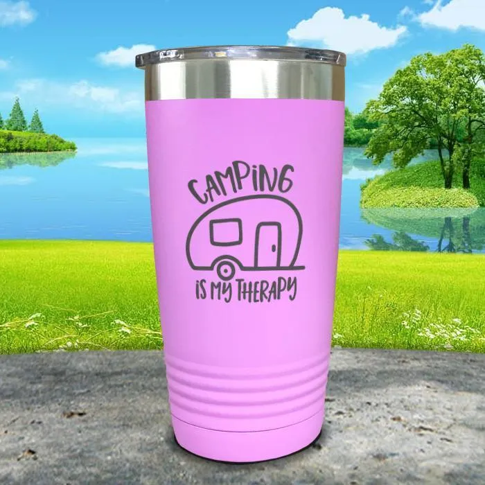 Camping Is My Therapy Engraved Tumbler