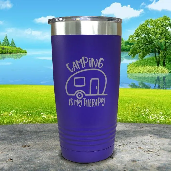 Camping Is My Therapy Engraved Tumbler