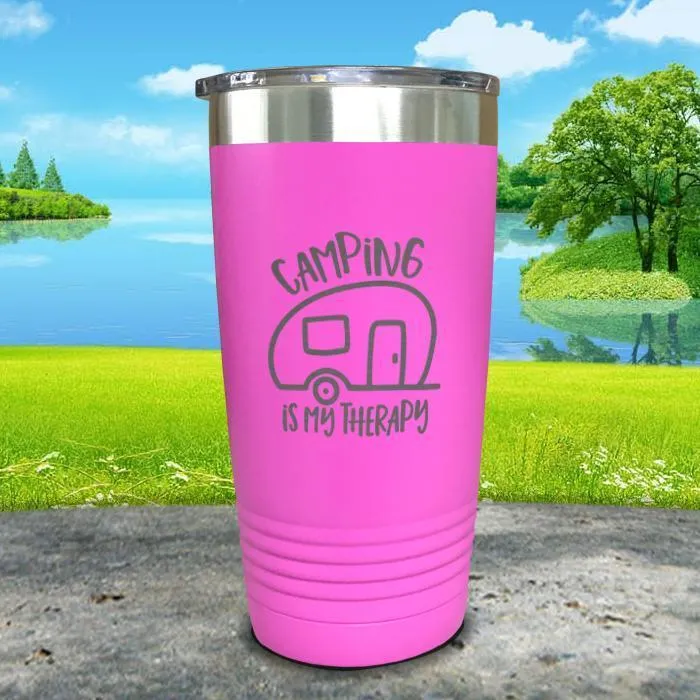 Camping Is My Therapy Engraved Tumbler