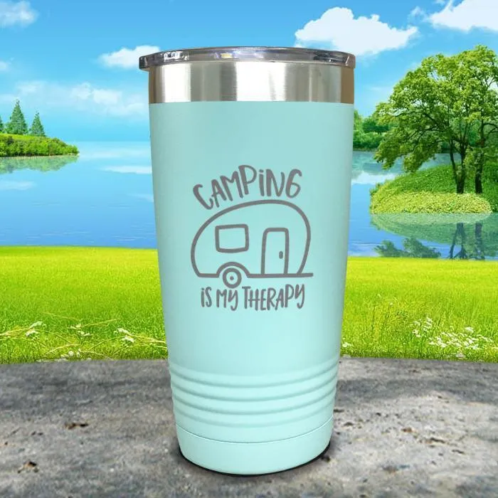 Camping Is My Therapy Engraved Tumbler