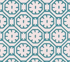 China Seas Fabric: Ceylon Batik - Custom Turquoise on White Suncloth