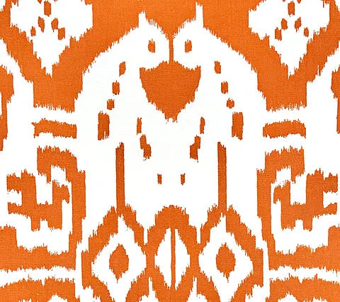 China Seas Fabric: Island Ikat - Custom Salmon on White Suncloth