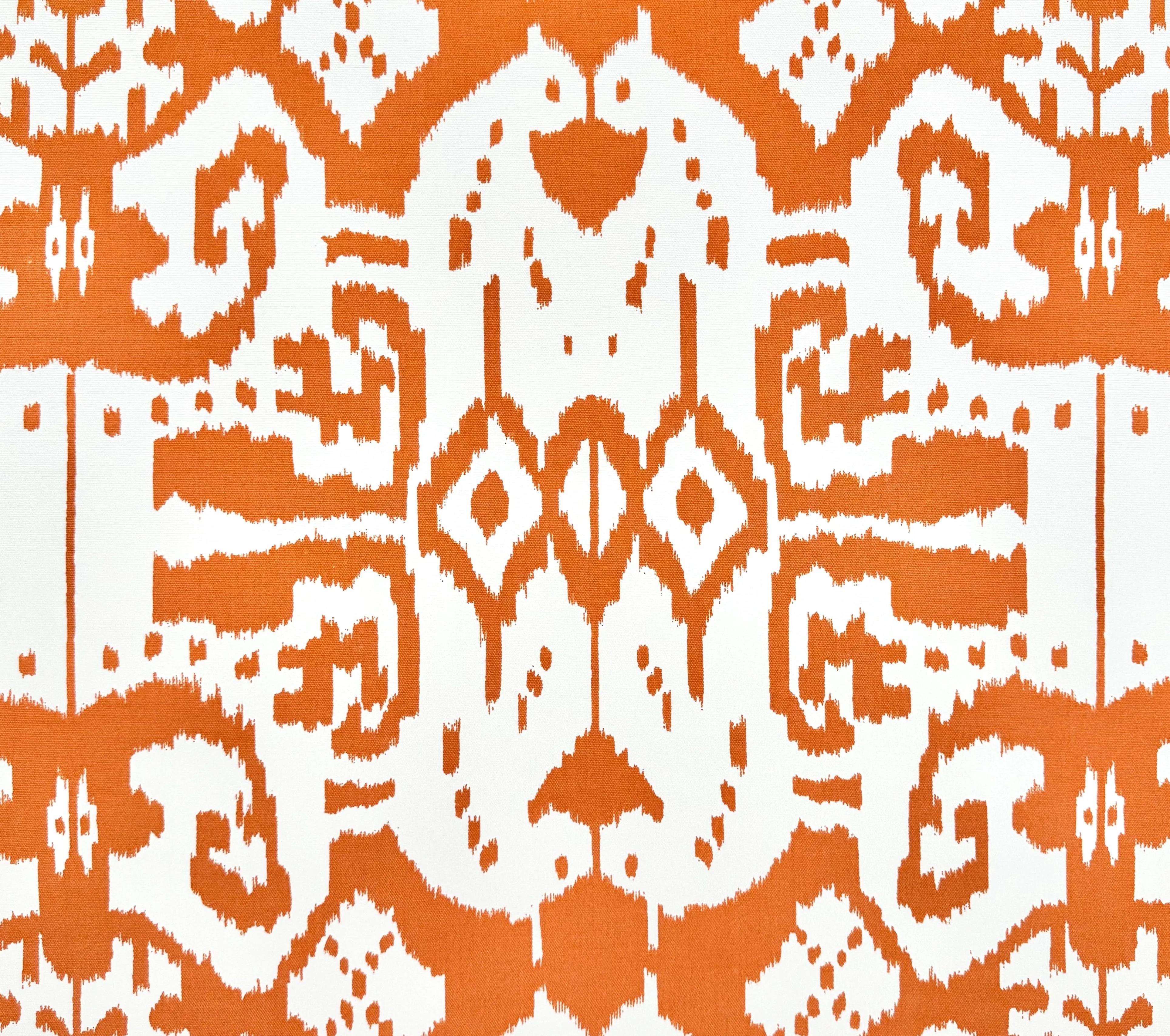 China Seas Fabric: Island Ikat - Custom Salmon on White Suncloth