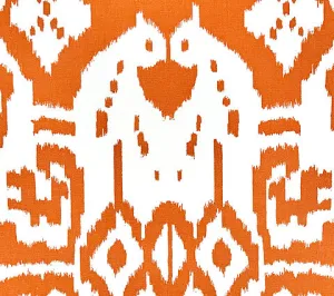 China Seas Fabric: Island Ikat - Custom Salmon on White Suncloth