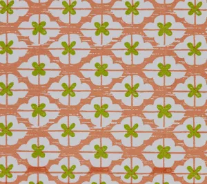 China Seas Fabric: Kyoto Two Color - Custom Terracotta / New Apple Green on White Suncloth