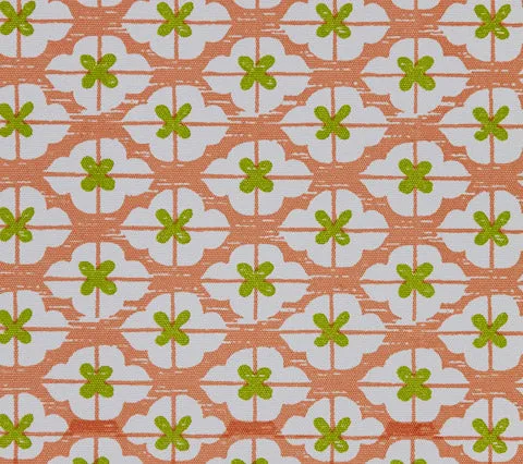 China Seas Fabric: Kyoto Two Color - Custom Terracotta / New Apple Green on White Suncloth