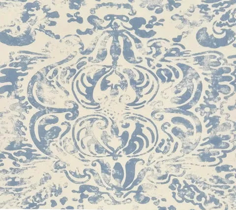 China Seas Fabric: San Marco - Zibby Blue on White Suncloth (OUTDOOR)