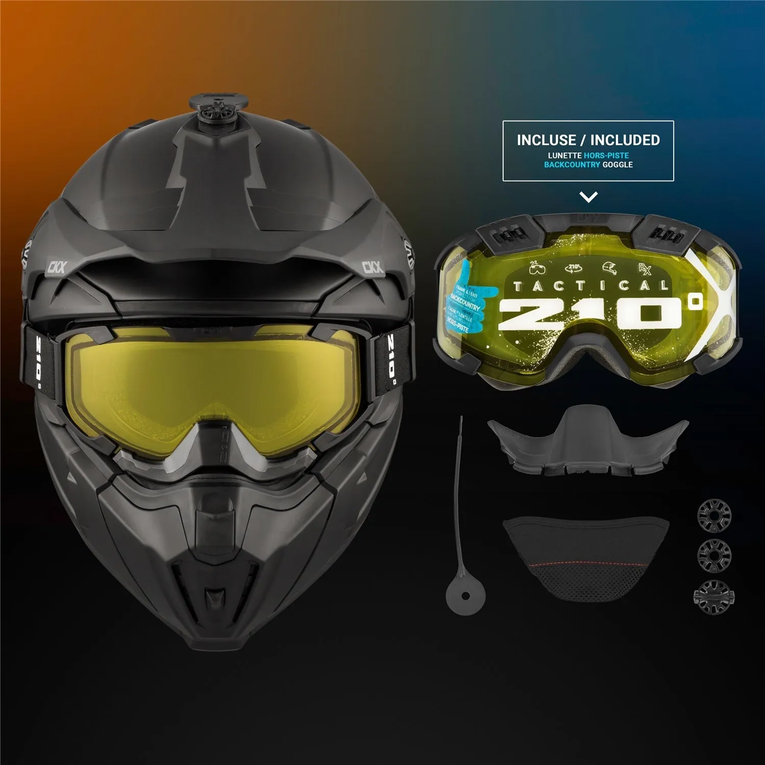 CKX Titan Solid Original Trail and Backcountry Helmet with 210° Goggles