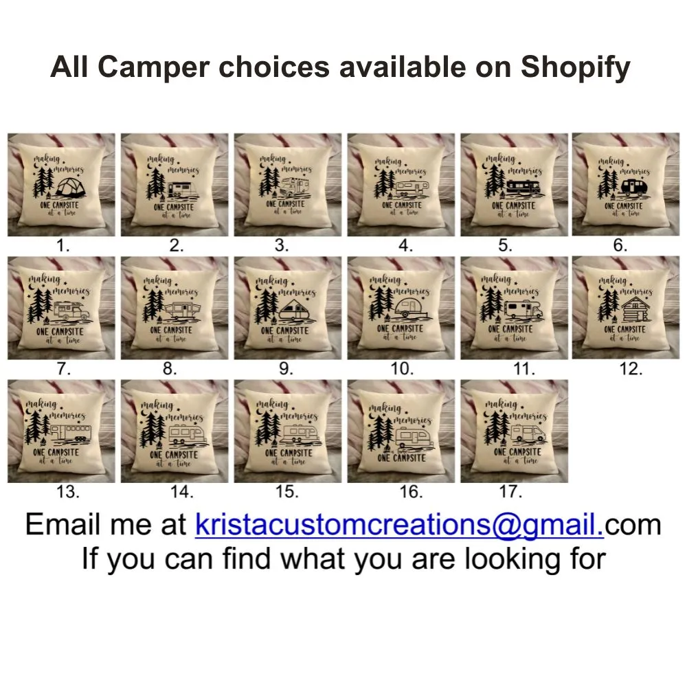 Class C Camper Decorative Pillow Cover - Making Memories Campsite pillow cover - Personalize camper gift - USA Travel Map Pillow Camping decor