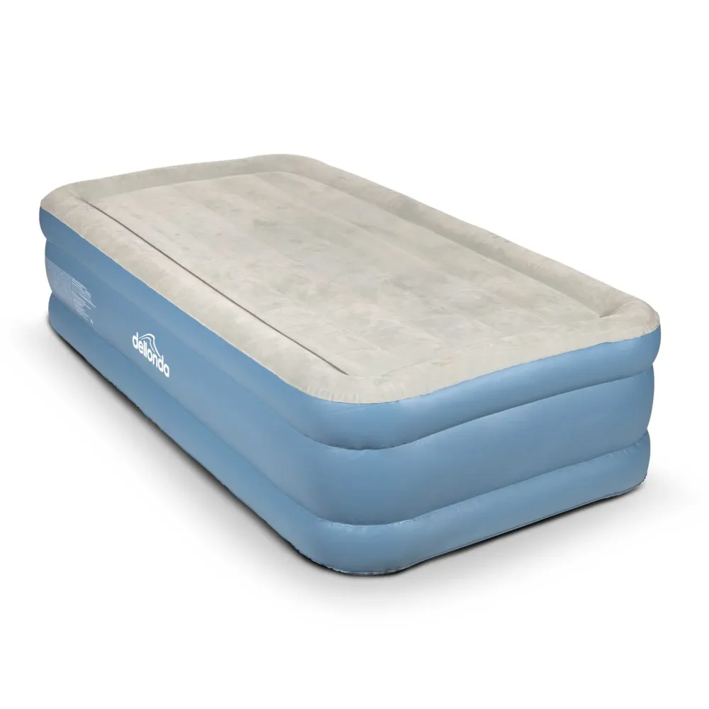 Dellonda Single High Raised Air Bed with Built-In Electric Pump - A