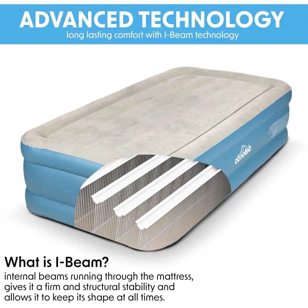 Dellonda Single High Raised Air Bed with Built-In Electric Pump - A