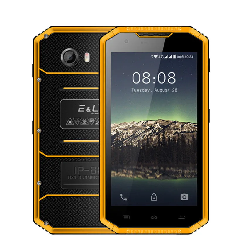 EL W7S IP68 Waterproof Mobile Phone - 2GB RAM 16GB ROM, 5.0 Inch HD, Android 7.0 MT6737 Quad Core, 8.0MP 5.0MP - Yellow