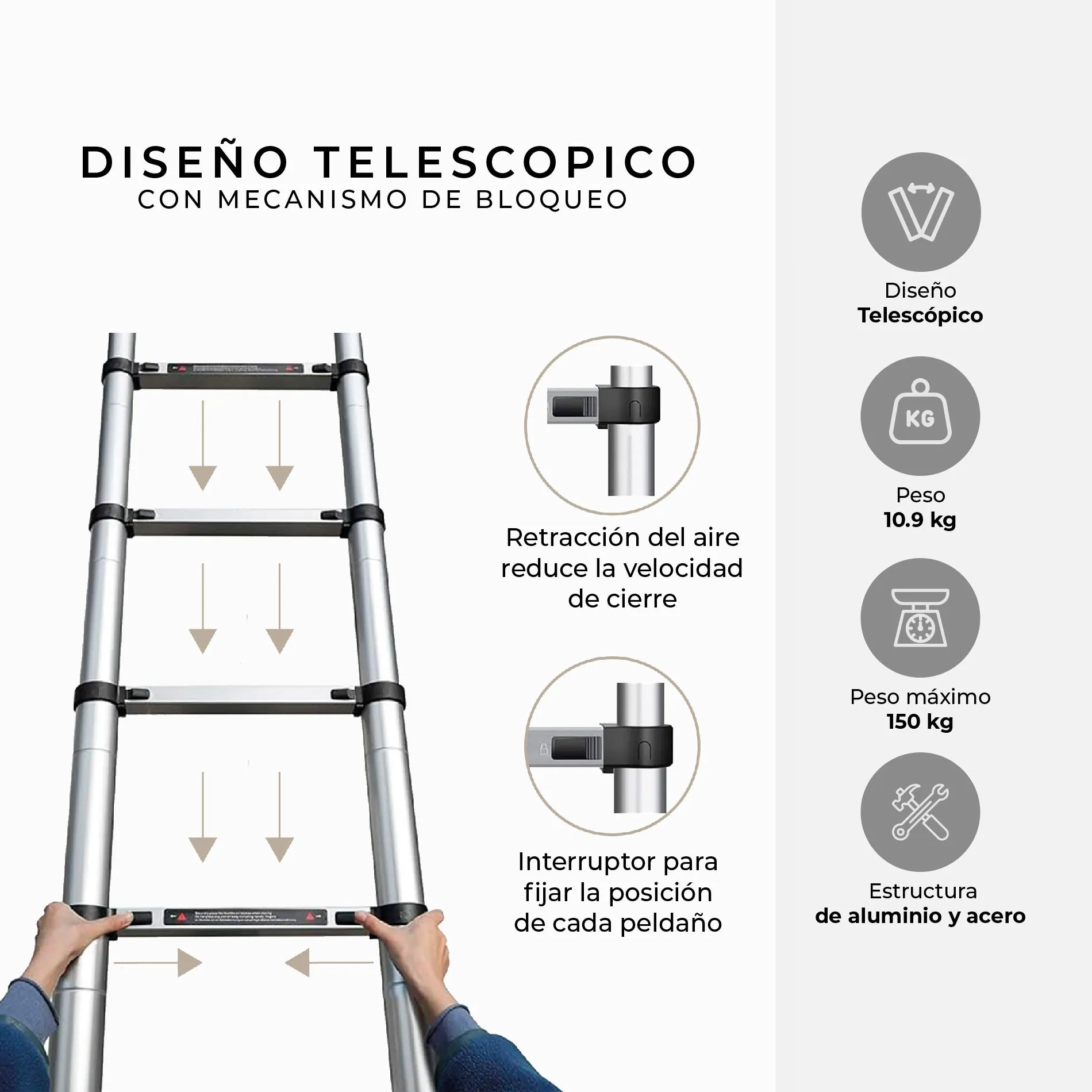 Escalera Telescópica 4,3 Mts Motorhome