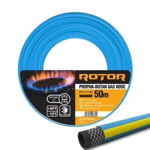 Furtun Gaz Propan-Butan PVC ROTOR 8x13 mm, 50m, Presiune 20 Bar