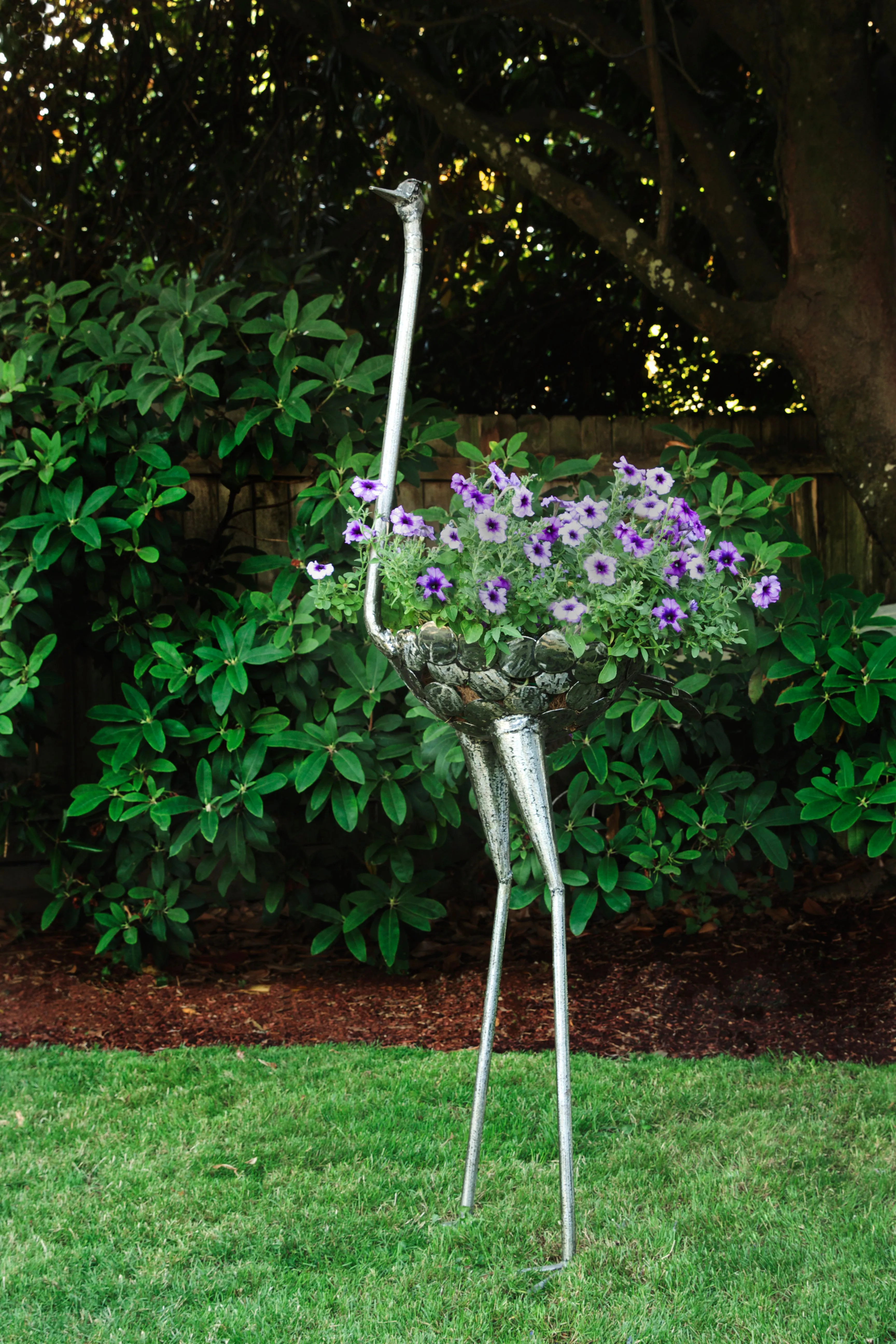Gorgeous Kenyan Metal Ostrich Planters