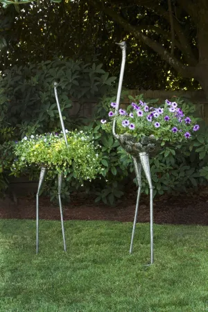Gorgeous Kenyan Metal Ostrich Planters