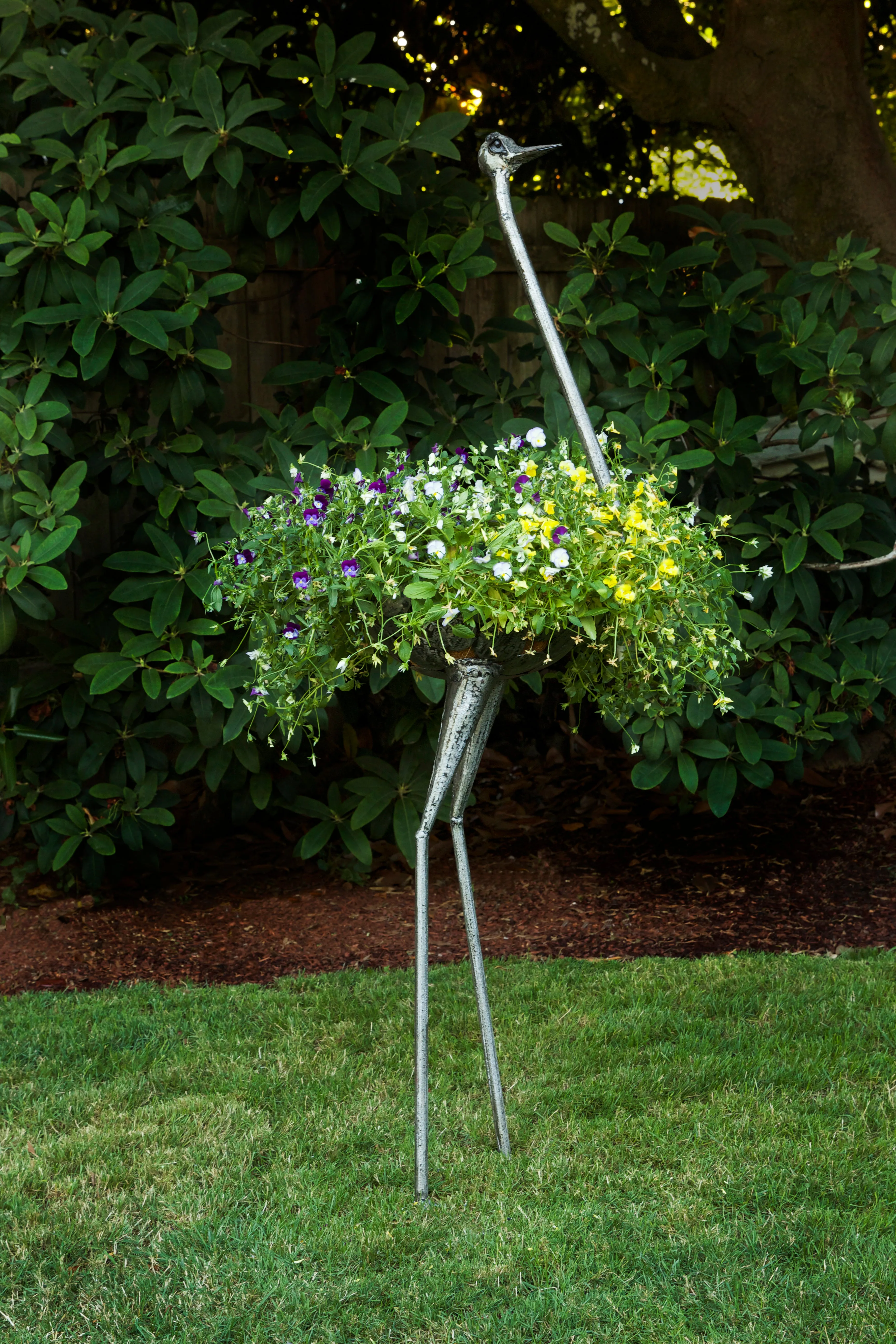 Gorgeous Kenyan Metal Ostrich Planters