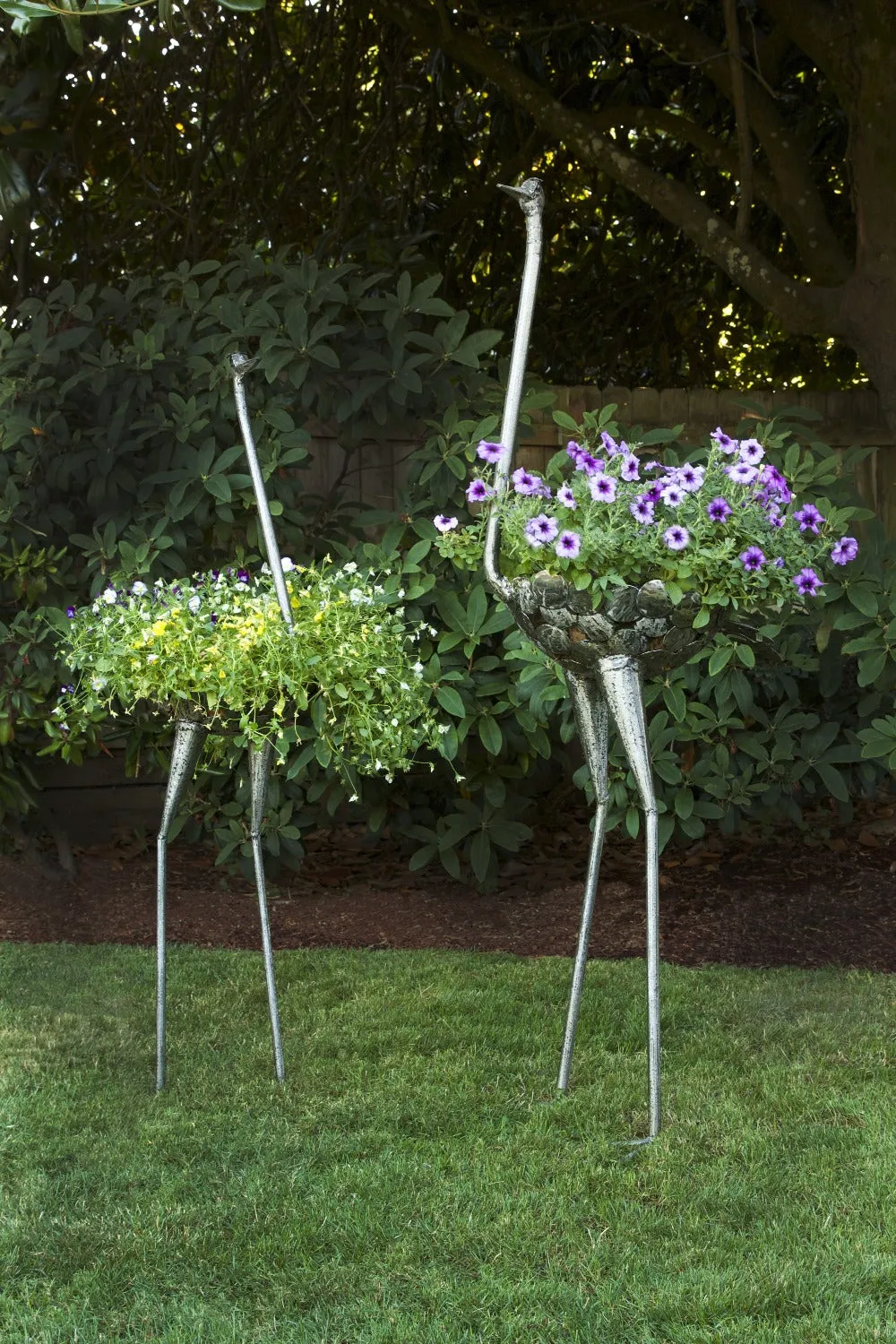 Gorgeous Kenyan Metal Ostrich Planters