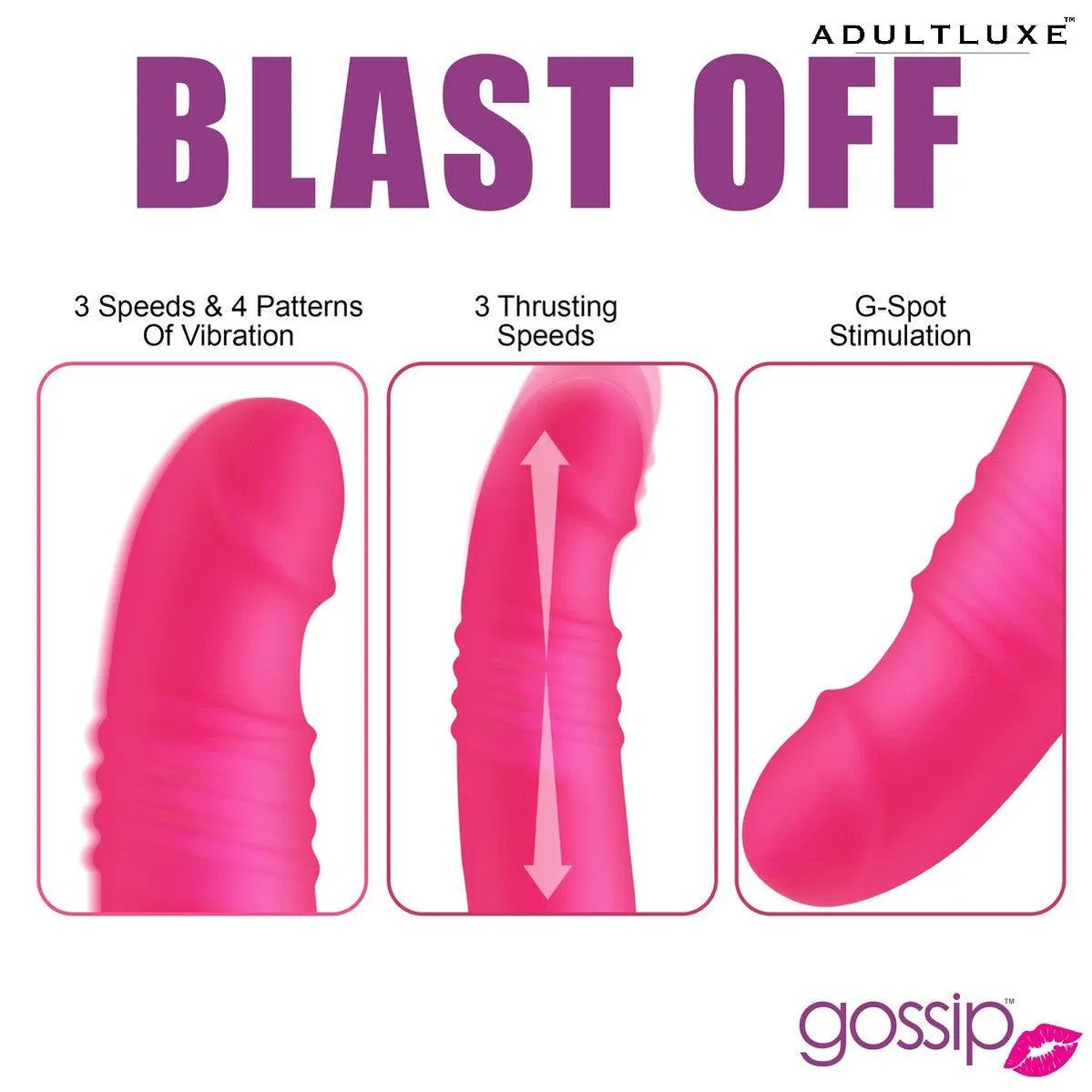 Gossip Blaster 7x Thrusting Silicone Vibrator