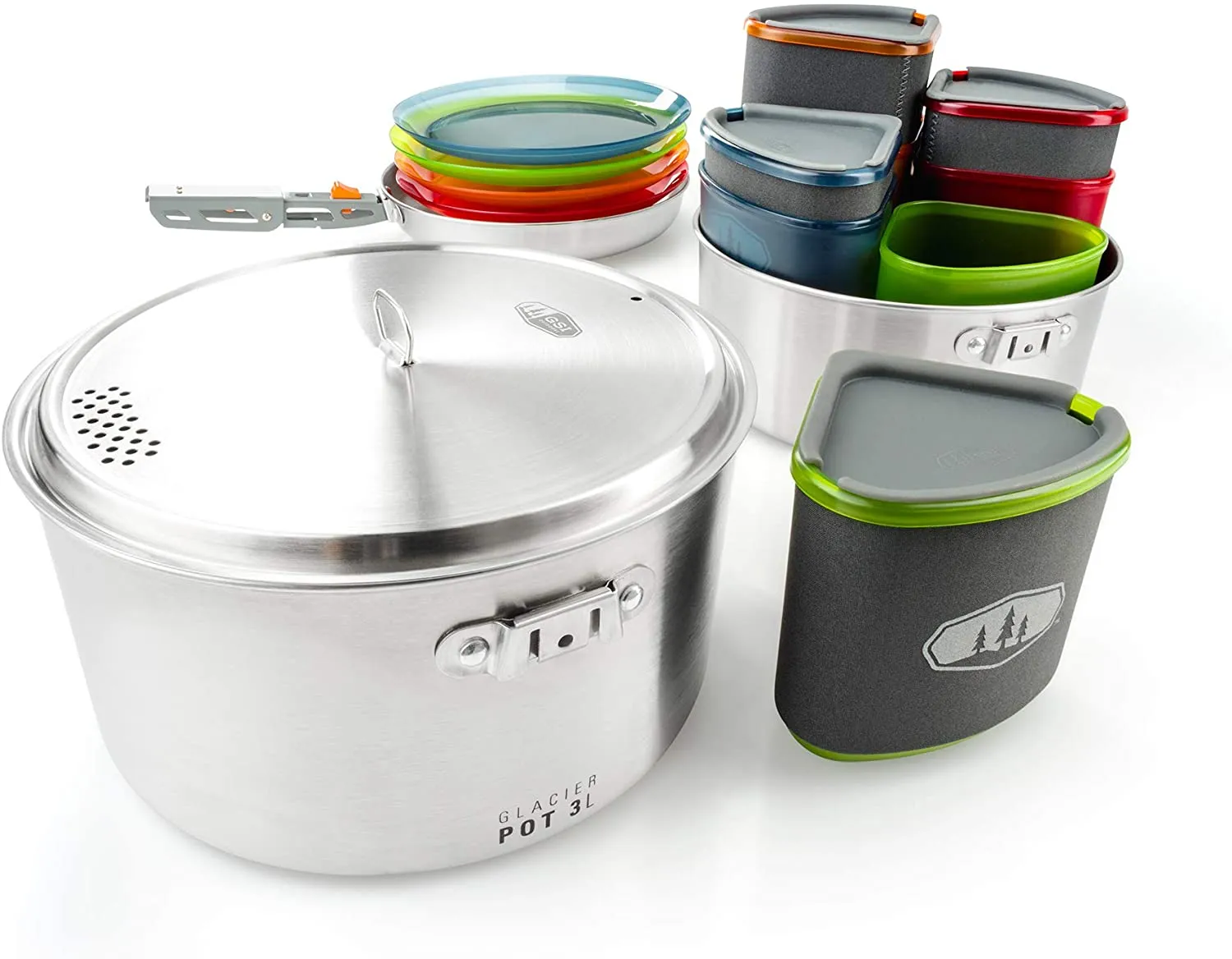 GSI Outdoors Glacier Stainless Camper Four Person Multi-Use Cookset