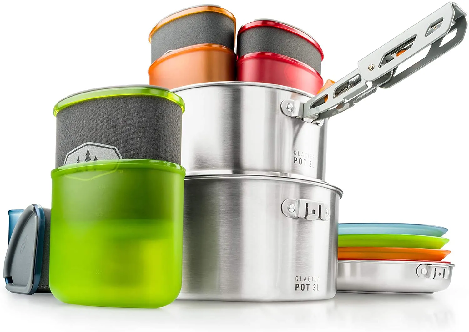 GSI Outdoors Glacier Stainless Camper Four Person Multi-Use Cookset