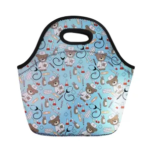 Instantarts Insulated Thermal Lunch Bag Cartoon Nurse Bear Cooler Box Food Container Tote Handbag