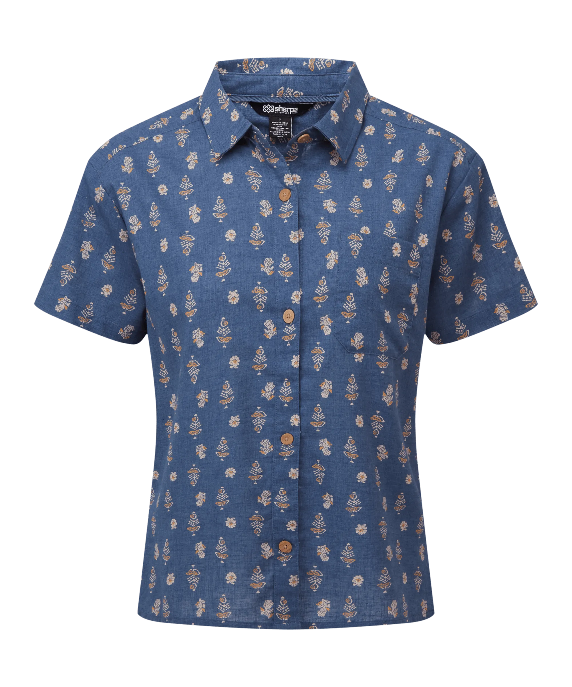 Jaya Camp Shirt - Seaport Blue Indi Blossom