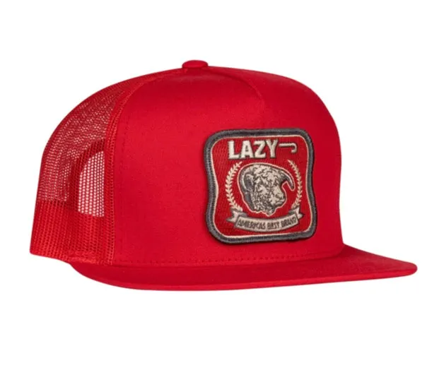 Lazy J RED AMERICA'S BEST BRAND CLASSIC FIVE PANEL TRUCKER HAT