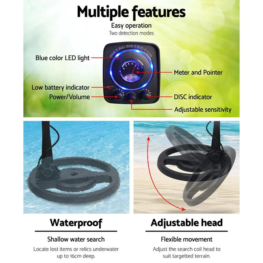 Led Metal Detector with Headphones Black