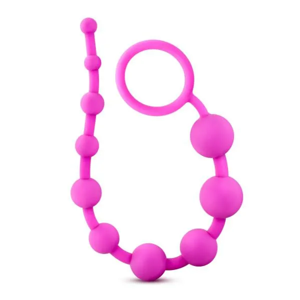 Luxe Silicone 10 Anal Beads - Pink