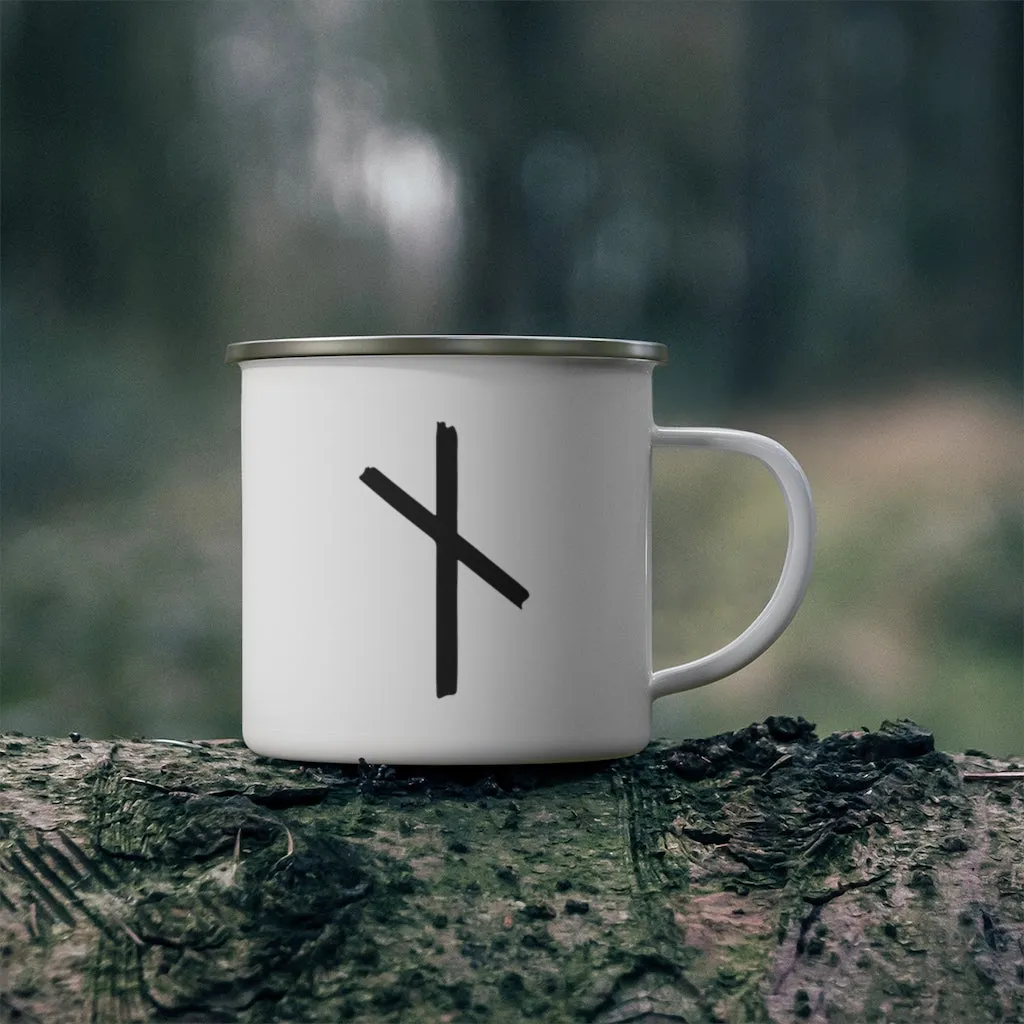 Nauthiz (Need) Viking Rune Enamel Camping Mug