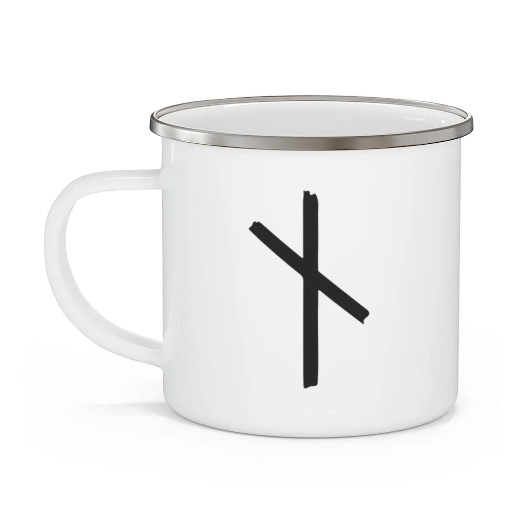 Nauthiz (Need) Viking Rune Enamel Camping Mug