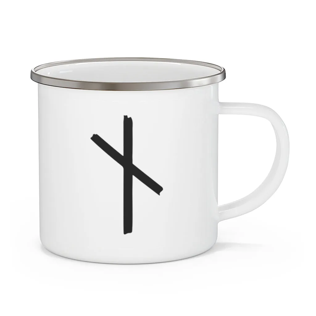 Nauthiz (Need) Viking Rune Enamel Camping Mug