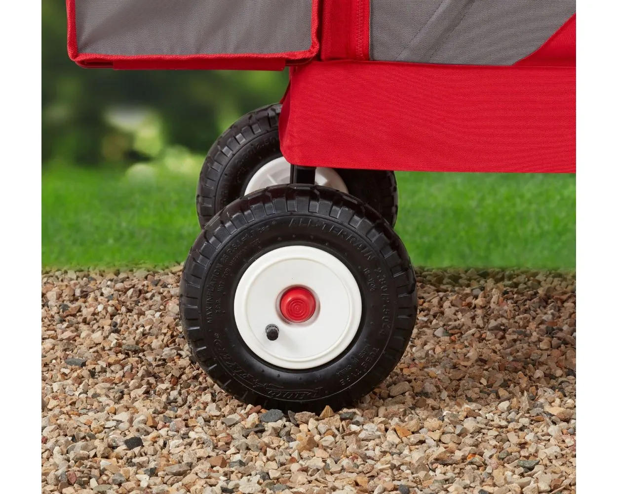 New in box! 3-In-1 All Terrain Wagon With Canopy, 3 wagons in 1 – two rider seating, hauling, & bench seating! Note: 1 tire has some scuff marks from shipping otherwise perfect!