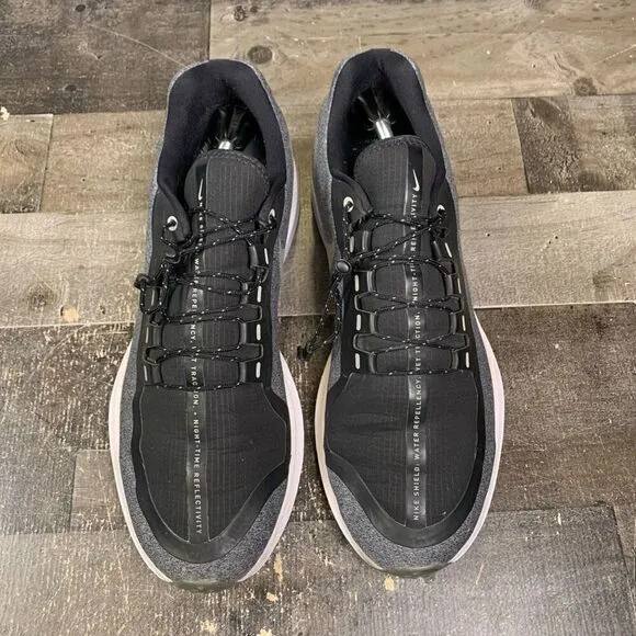 Nike Air Zoom Mens 13 Shield Trainers Running Shoes Black Gray Swoosh A01572-001