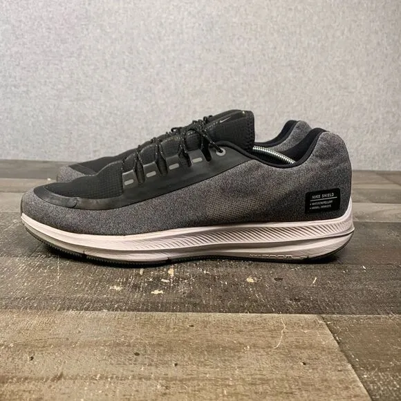 Nike Air Zoom Mens 13 Shield Trainers Running Shoes Black Gray Swoosh A01572-001