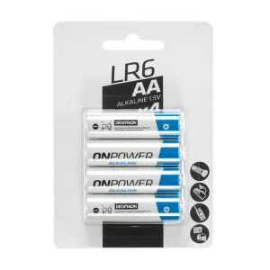 Pack of Four AA Alkaline Batteries